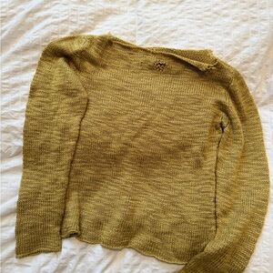 Golden Distressed Knit Sweater